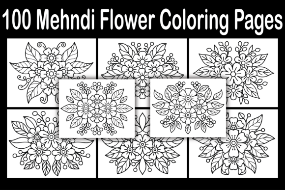 100 Mehndi Flower Coloring Pages