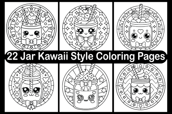 22 Jar Kawaii Style Coloring Pages
