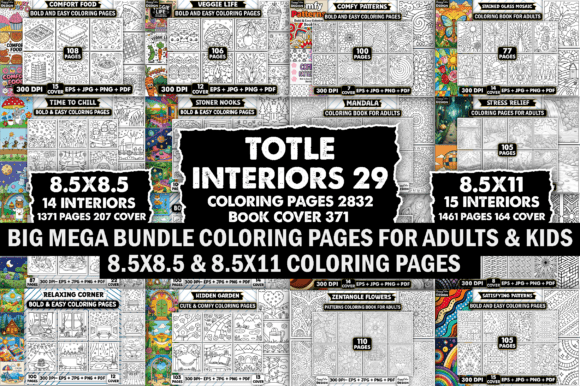 2832 Big Mega Bundle Coloring Pages for Adults and Kids