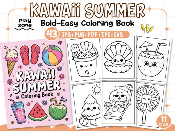 43 Cute Kawaii Summer Coloring Pages KDP: A Strategic Asset for Content Creators and Publishers