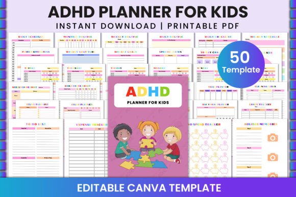 ADHD Planner for Kids Canva Template
