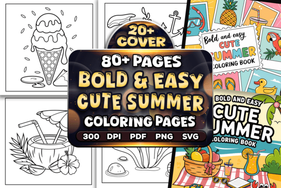 Bold Easy Cute Summer Coloring Pages