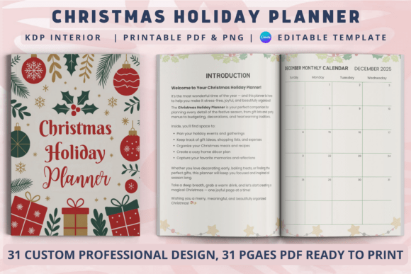 Christmas Holiday Planner Kdp Interior: A Festive Tool for Stress-Free Holiday Planning