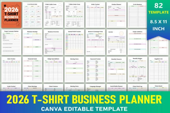 Editable 2026 T-Shirt Business Planner