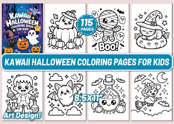 Exploring the Rise of 115 Cute Kawaii Halloween Coloring Pages in the Creative Market
