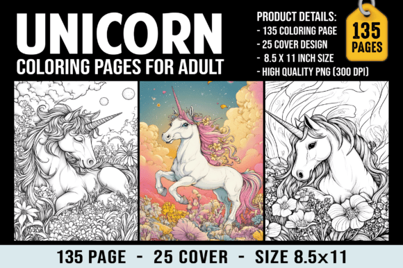 Exploring the World of 135 Unicorn Coloring Pages for Adults