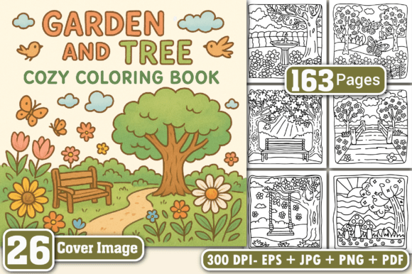 Garden and Tree Cozy Coloring Book: A Calming Creative Experience for All Ages