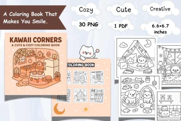 Kawaii Corners Coloring Page –31 PNG